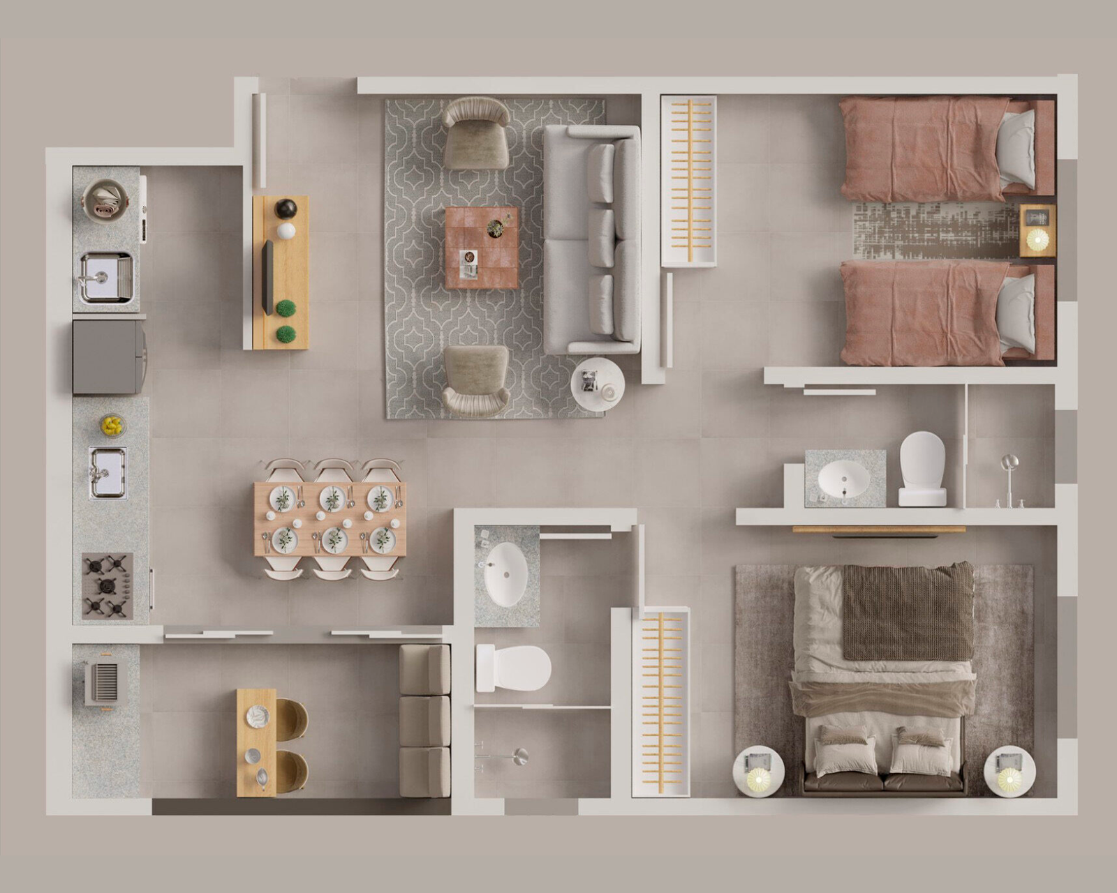 Apartamento 2 Quartos, 59M²