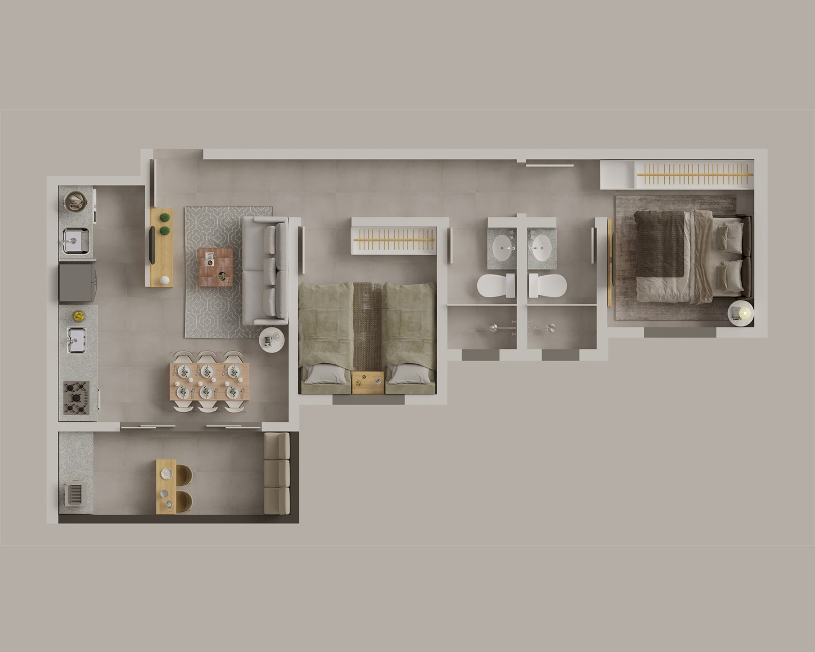 Apartamento 2 Quartos, 59M²